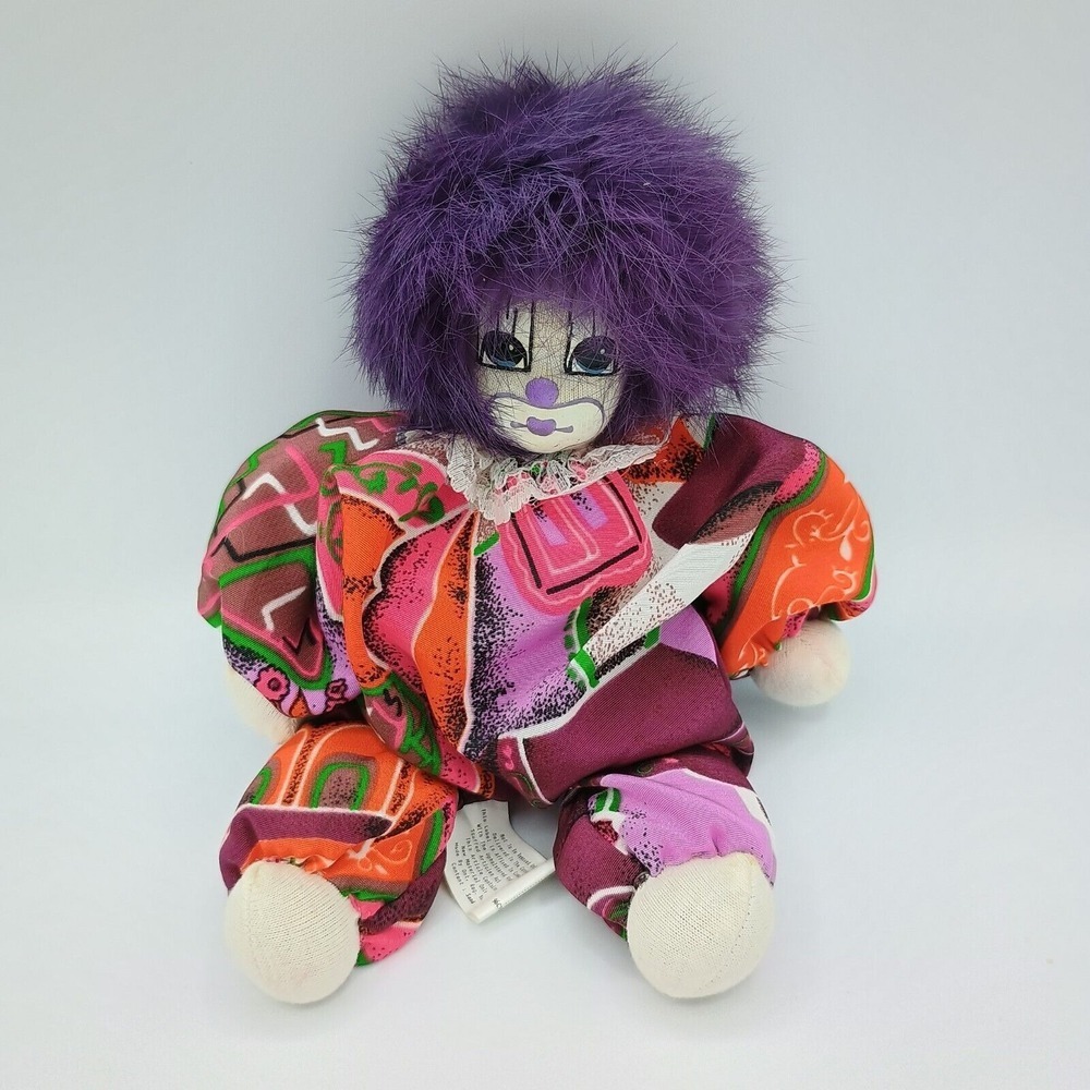 1987 Vintage Q-Tee-Clown Handmade Painted Sand Filled Purple, Thailand